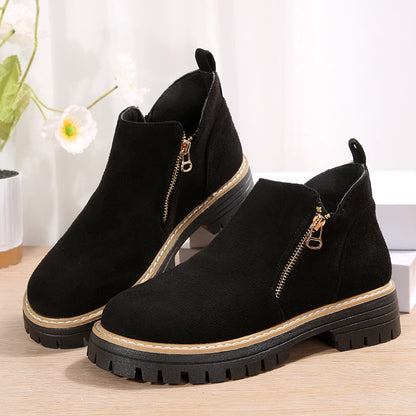 OrthoCare Suede Ankle Boots - Side Zipper Comfort