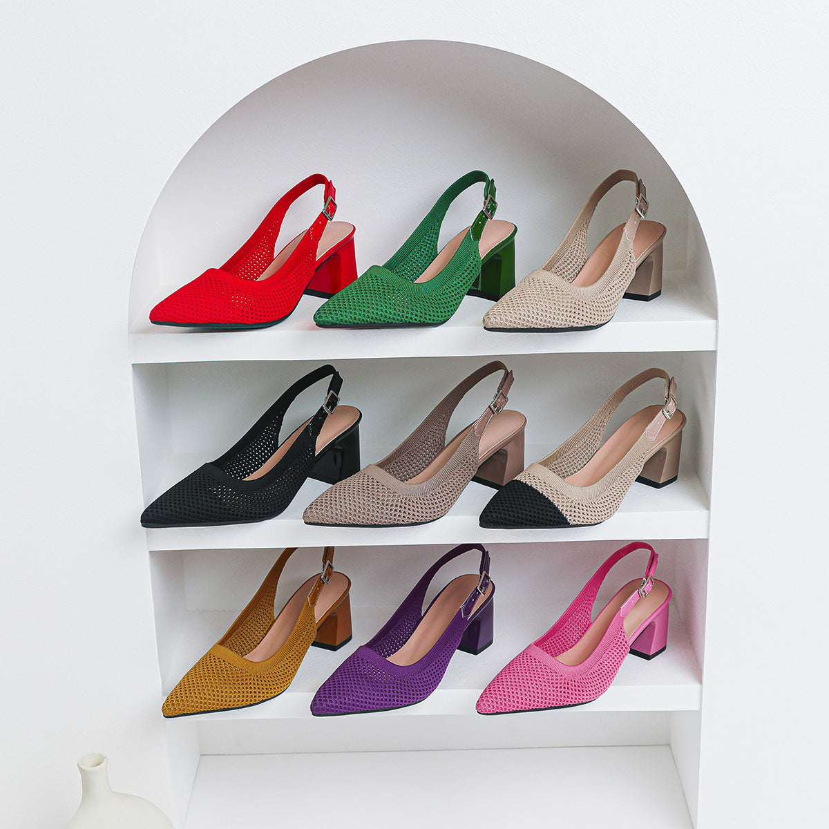 Pomeline | Women’s Orthopedic Woven Pointed Toe Slingback Heels