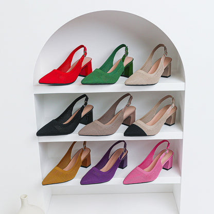 Pomeline | Women’s Orthopedic Woven Pointed Toe Slingback Heels