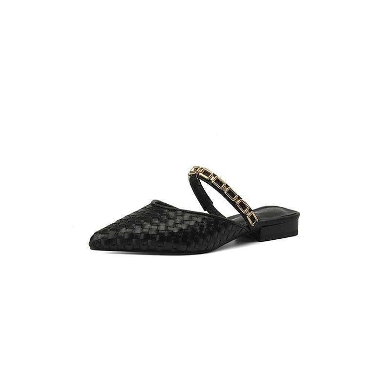 OrthoCare Flat Sandals With Low Heels And Chains - Unique Elegance