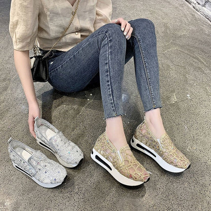 Orthopedic Lace Platform Slip-On Shoes – Breathable Elegant Comfort Sneakers
