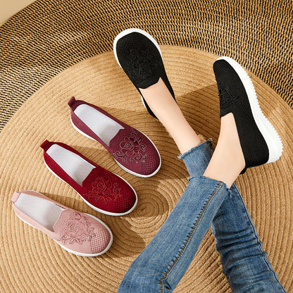Orthopedic Embroidered Slip-On Sneakers – Lightweight Breathable Comfort Walking Shoes
