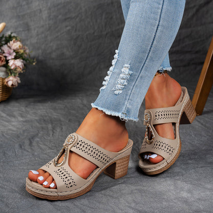 Jovielle | Women’s Orthopedic Cutout Block Heel Mule Sandals