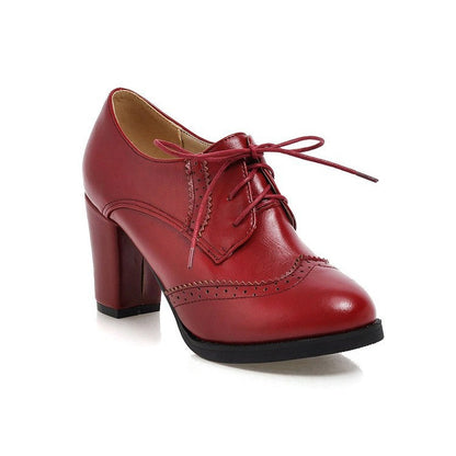 OrthoCare Vintage Lace-Up Block Heel Oxford Pumps