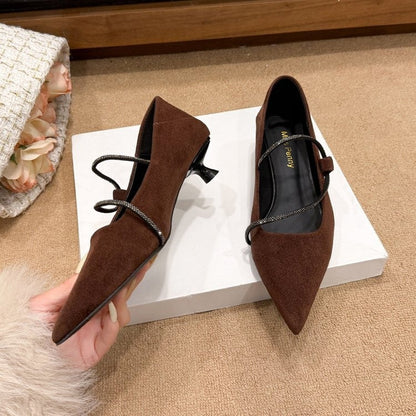 OrthoCare | Pointed Toe Strap Block Heel Pumps