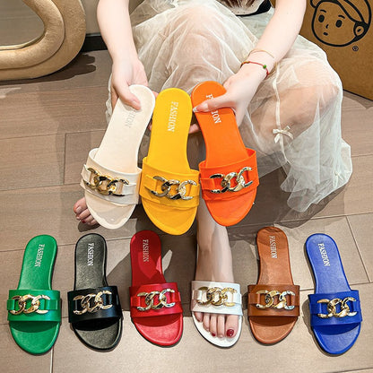 OrthoCare | Chain Detail Flat Slide Sandals