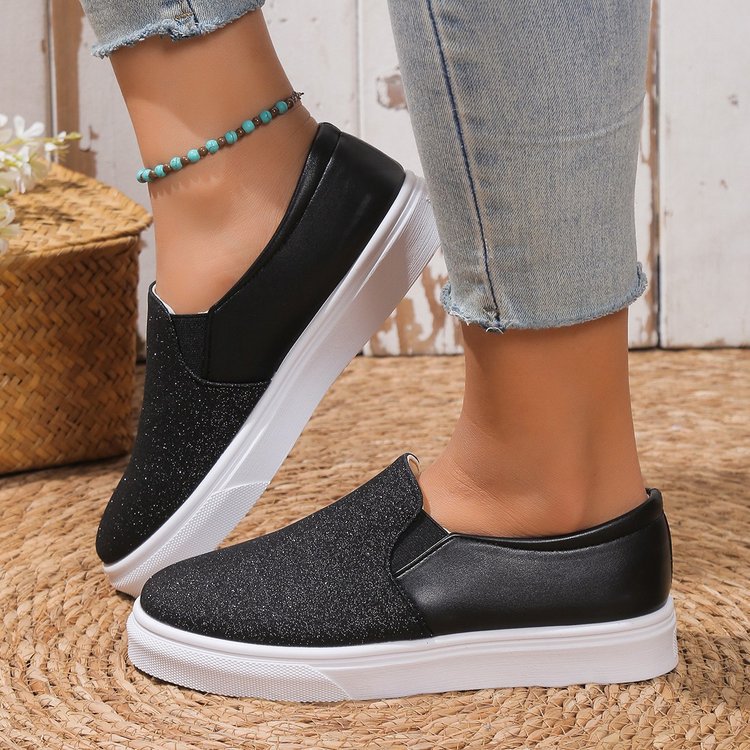 OrthoCare Round-Toe Flat Shoes With Sequins - Unique Elegance