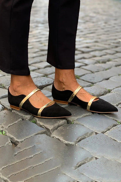 OrthoCare Suede Shoes With Low Heels And Two Thin Bands