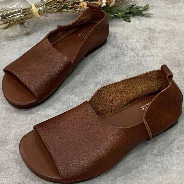 OrthoCare Soft Leather Open-Toe Comfort Shoes