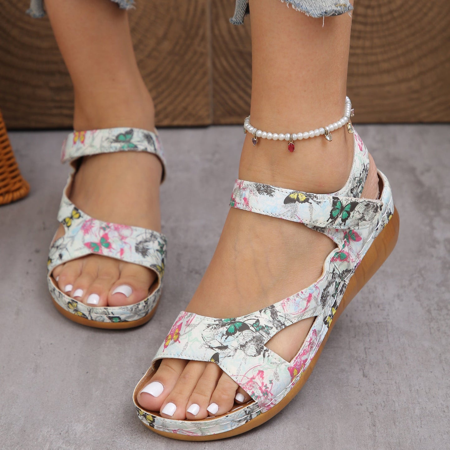 Dacelle | Women’s Orthopedic Cross Strap Comfort Wedge Sandals