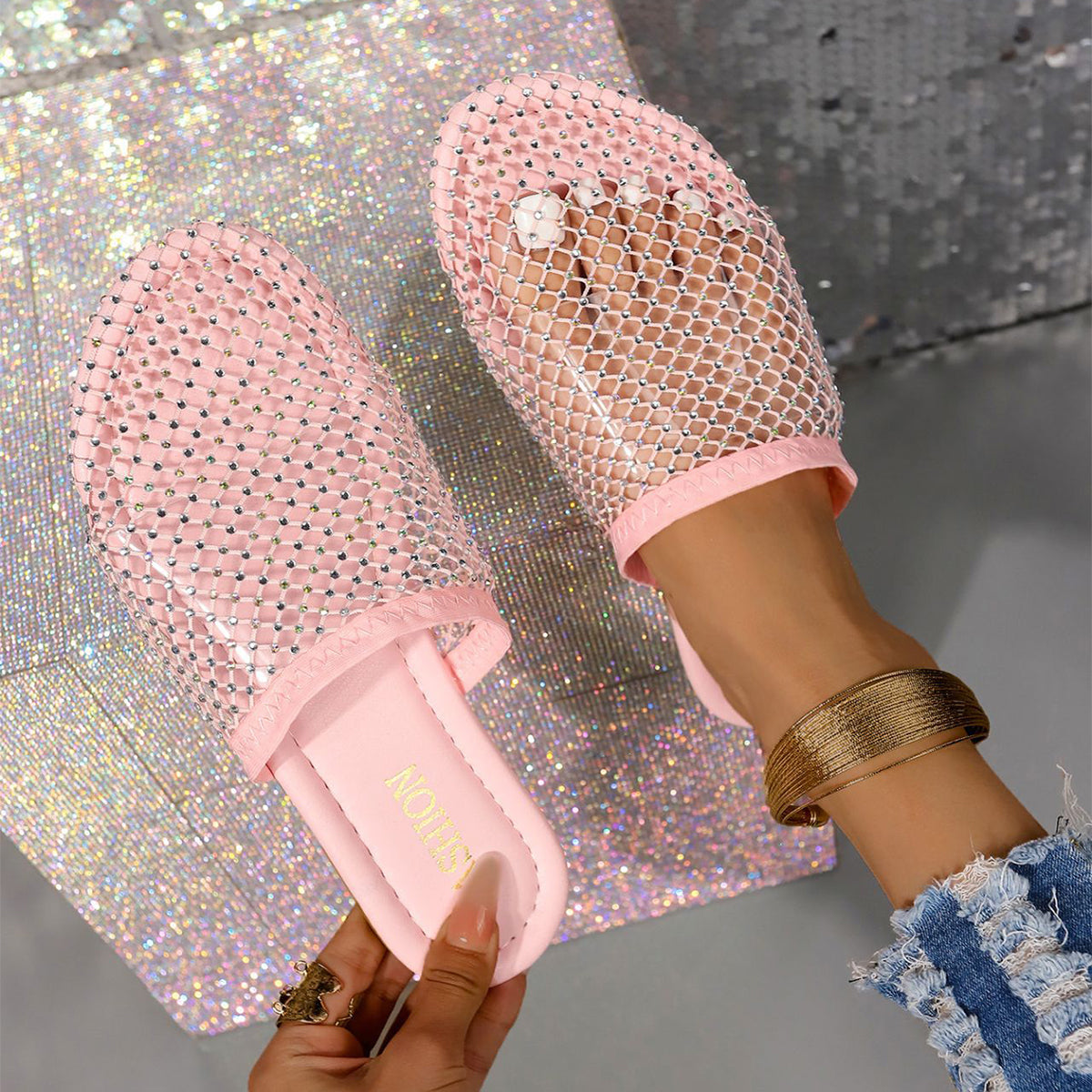 OrthoCare Rhinestone Comfort Slide Sandals