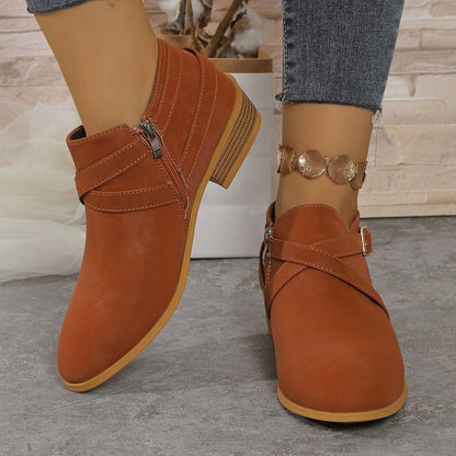 OrthoCare Leather Boots - Side Zipper & Cross Straps