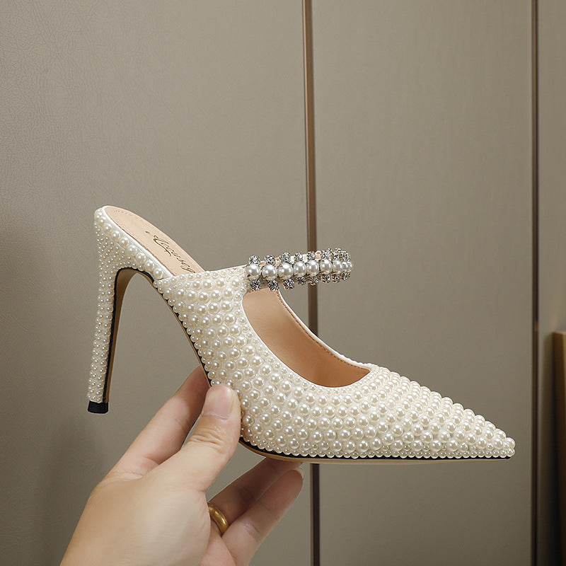 Evalisse | Women’s Orthopedic Rhinestone Pointed Toe Mule Heels