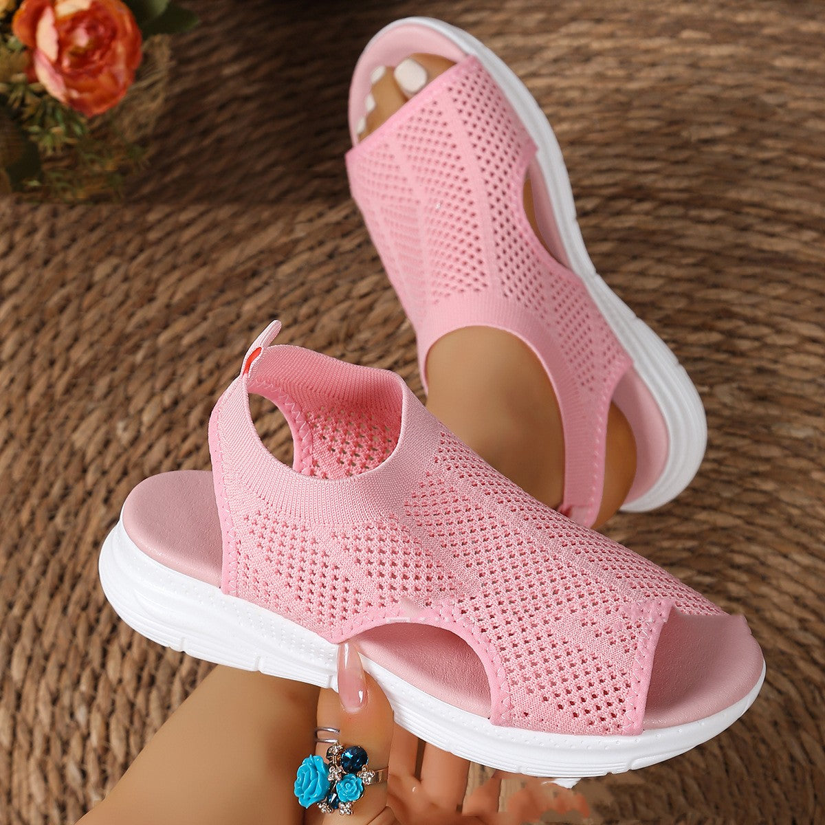Quiana | Women’s Orthopedic Breathable Knit Peep Toe Sandals
