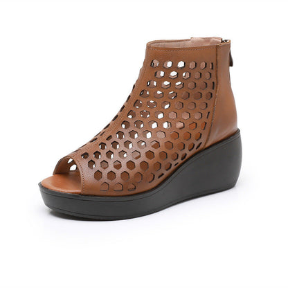 Alex | Orthopedic Women’s Perforated Peep-Toe Wedge Shoes