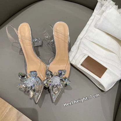 OrthoCare Rhinestone Butterfly Pointed Toe Slingback Heels