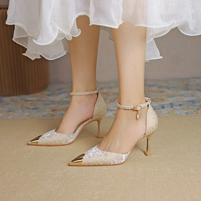 OrthoCare | Pointed Toe Ankle Strap Stiletto Heels