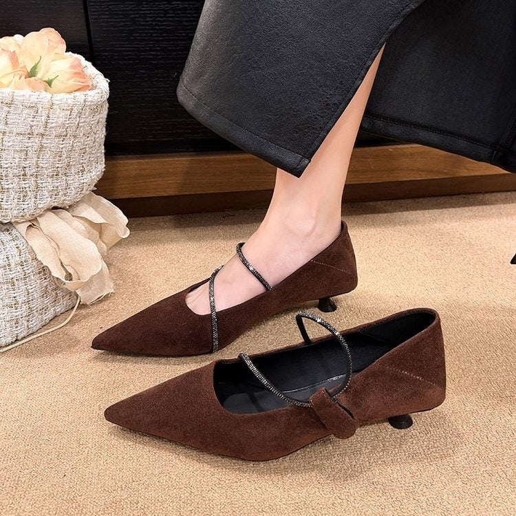 OrthoCare | Pointed Toe Strap Block Heel Pumps