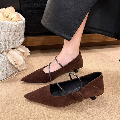 OrthoCare | Pointed Toe Strap Block Heel Pumps