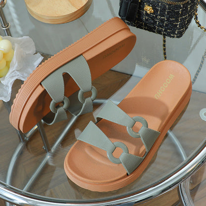 Nolani | Women’s Orthopedic Decorative Buckle Platform Slide Sandals