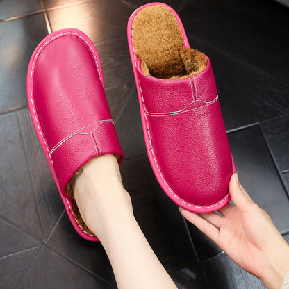 OrthoCare Non-Slip Winter Leather Slippers For Indoor Use