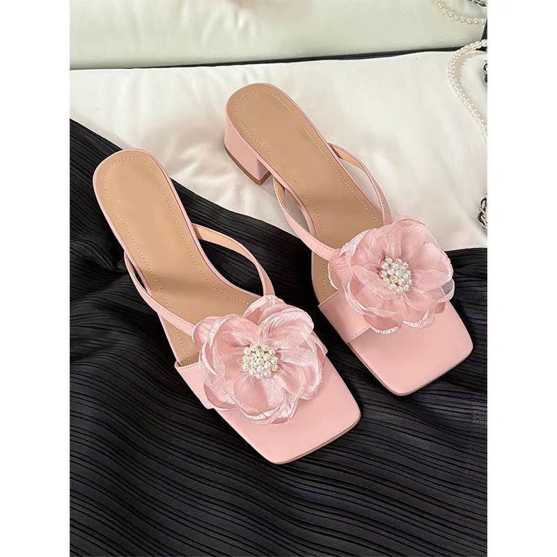 Kestra | Women’s Orthopedic Floral Square Toe Slide Sandals
