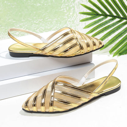 Davina | Women’s Orthopedic Metallic Woven Slingback Flats