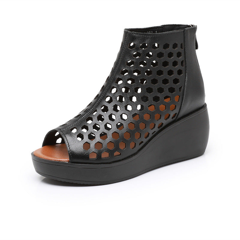 Alex | Orthopedic Women’s Perforated Peep-Toe Wedge Shoes