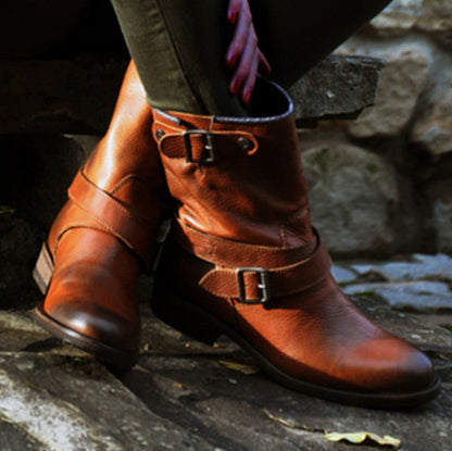 OrthoCare Retro Leather Boots - Slip-On Support