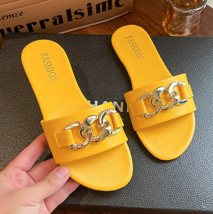 OrthoCare | Chain Detail Flat Slide Sandals