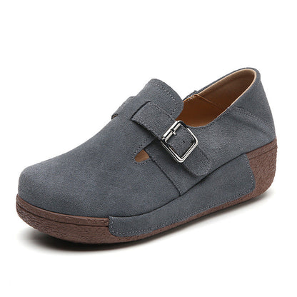Orthopedic Suede Buckle Loafers – Adjustable Comfort Slip-On Walking Shoes