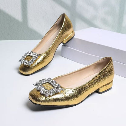 Endellion | Women’s Orthopedic Rhinestone Buckle Ballet Flats