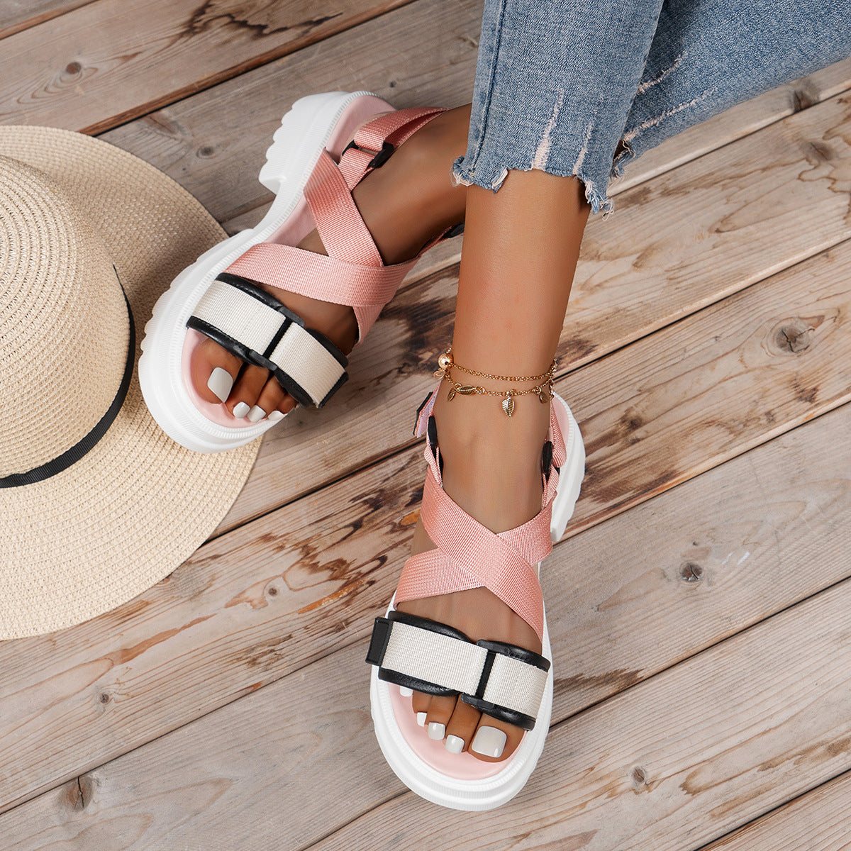Ysaline | Women’s Orthopedic Chunky Platform Cross Strap Sandals