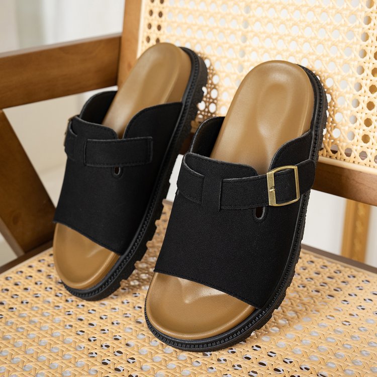 Rhiannon | Women’s Orthopedic Double Buckle Platform Slide Sandals
