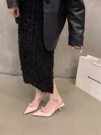 OrthoCare | Pointed Toe Slingback Kitten Heel Sandals