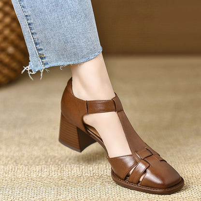OrthoCare Chunky Heel Sandals With Cutout And Buckle