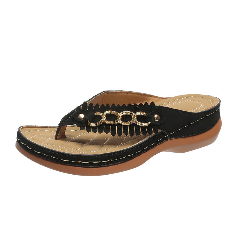 OrthoCare Wedge Sandals With Chain - Unique Retro Style