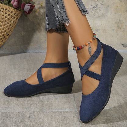 OrthoCare Cross Strap Comfort Flats – Stylish Support Everyday Shoes