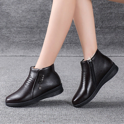 OrthoCare Fleece-Lined Leather Shoes - Flat Comfort