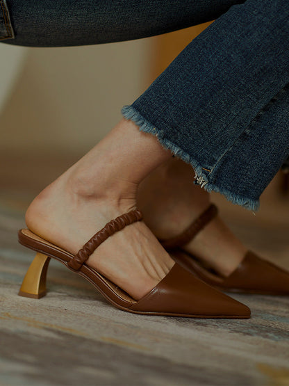 Amabel | Women’s Orthopedic Pointed Toe Elastic Strap Mule Pumps