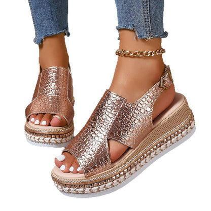 Melisande | Women’s Orthopedic Metallic Platform Slingback Sandals