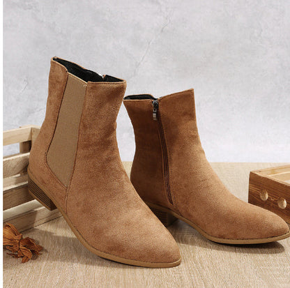 OrthoCare Suede Ankle Boots - Thick Heel Comfort