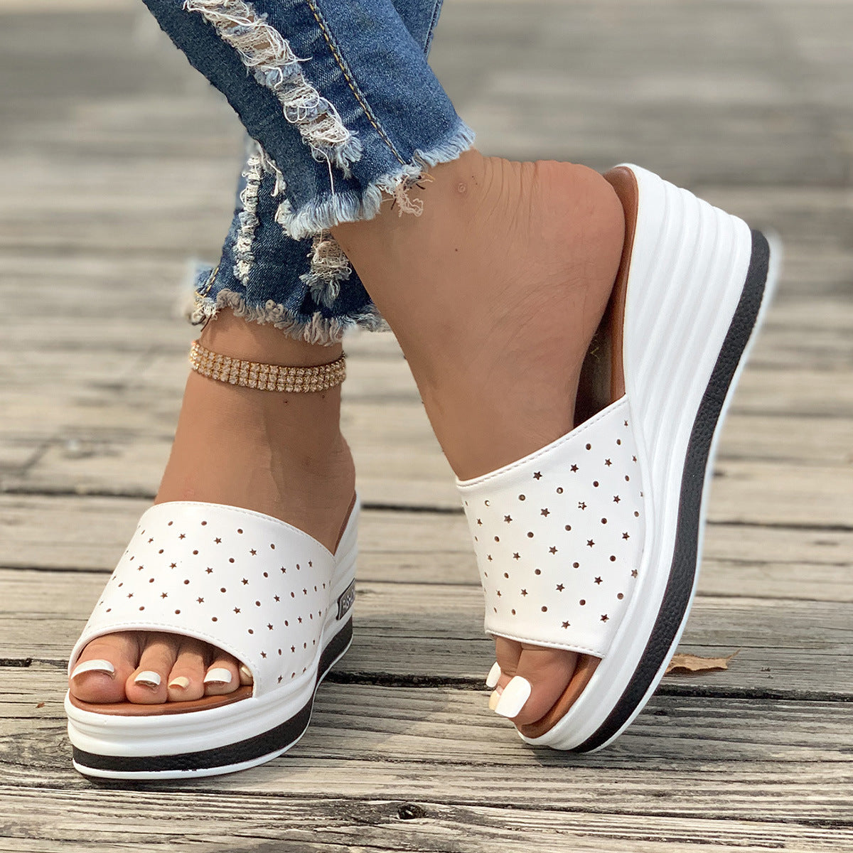 Heleneva | Women’s Orthopedic Platform Slide Wedge Sandals