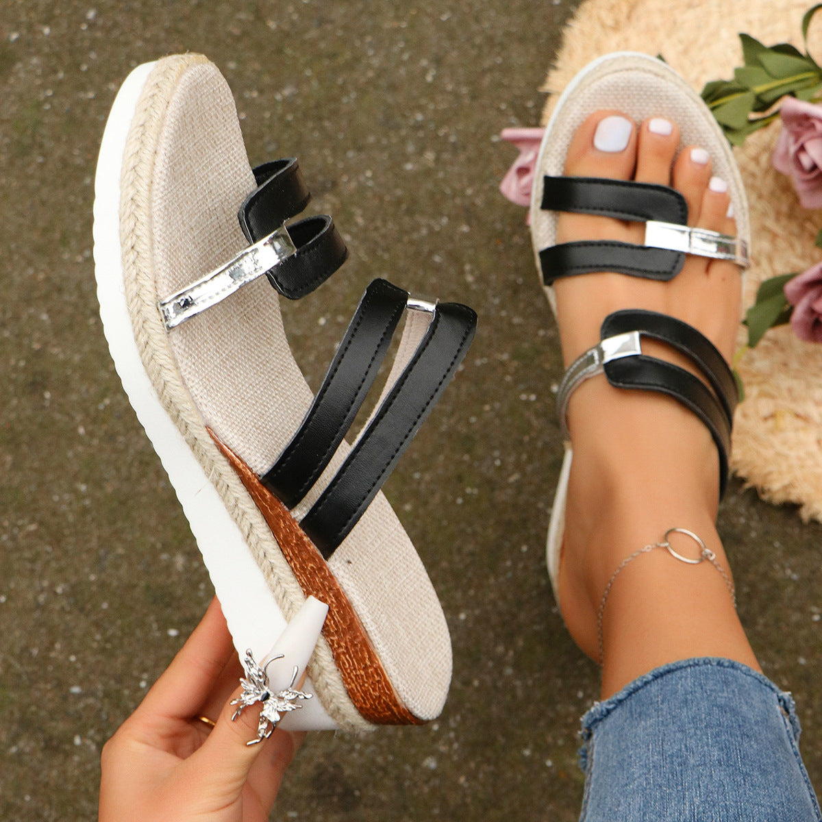 OrthoCare Unique Colorblock Wedge Sandals For Summer -