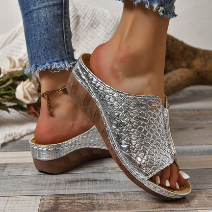 OrthoCare Crocodile Heeled Sandals For A Stylish And Unique Summer