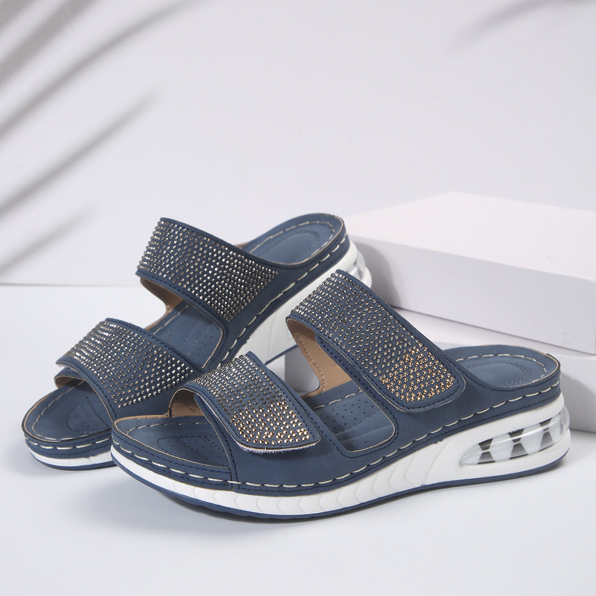 OrthoCare Unique Wedge Sandals With Rhinestones For Summer