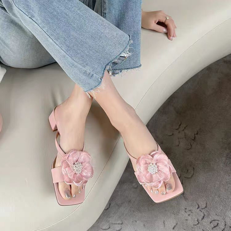 Kestra | Women’s Orthopedic Floral Square Toe Slide Sandals