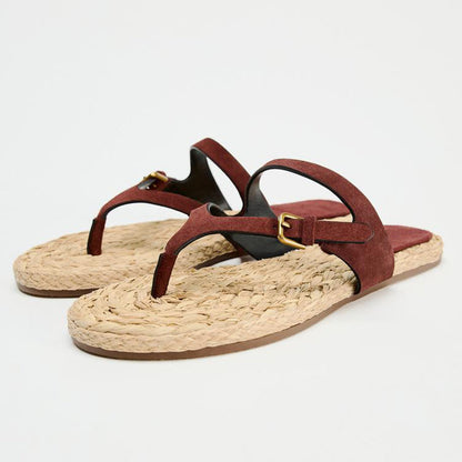 Quillara | Women’s Orthopedic Braided Straw Thong Sandals