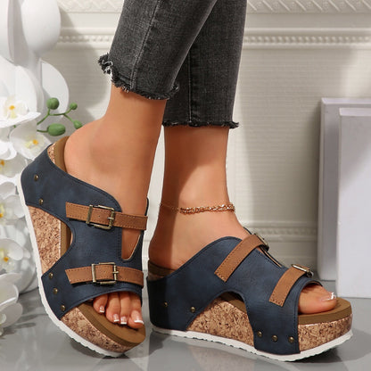 OrthoCare Ins Buckle Chunky Heel Sandals - Unique Summer Elegance