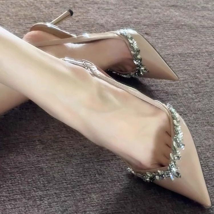 Rhoswen | Women’s Orthopedic Rhinestone Pointed Toe Slingback Stiletto Pumps